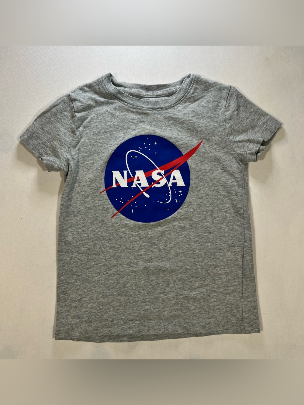 Lands' End Gray Short Sleeve Tee with Blue and Red NASA Logo